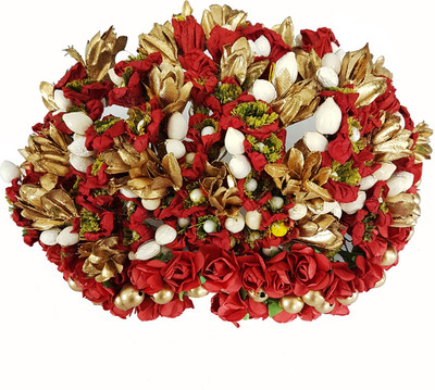 

Kabello Bridal Hair Gajra Veni For Brides / Wedding Hair Accessories Bun(Red)