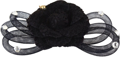 

FAYON Weekend Party Big Black Rose With Crystal Rubber Band(Black)