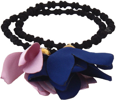 

FAYON Fashion Statement Blue And Purple Double Hanging Flower Rubber Band(Blue)