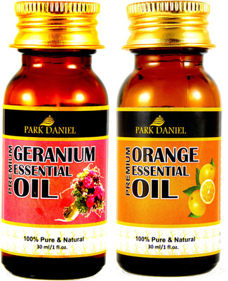 PARK DANIEL Premium Geranium and Orange Essential oil combo of 2 bottles of 30 ml- Pure and Natural(60 ml)(60 ml)