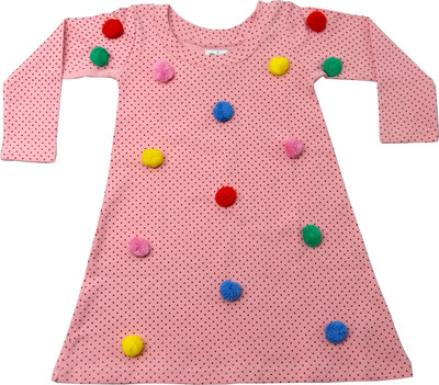 Always Kids Girls Midi/Knee Length Casual Dress(Pink, Full Sleeve) Flipkart
