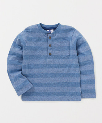 Tonyboy Boys Striped Cotton Blend T Shirt(Blue, Pack of 1)