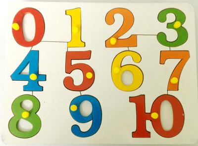 

Kids Number Puzzle - 1 to 10 with Knob - Made In India(Multicolor)