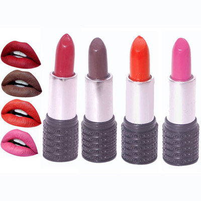 

Makeup Mania Moist. Matte Lipstick, Satin Soft, Vibrant Combo of Four(Red, Pink, Orange, Brown)