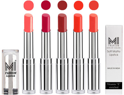 

MI Fashion Pout-Perfect Creamy Matte Lipstick Set in 5 Vibrant Colours(Matelic Nude,Dark Magenta,Brown Sugar,Orange Crush,Coral Glamour, 17.5 g)