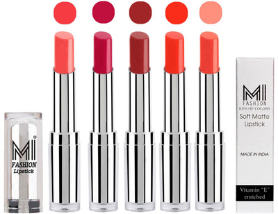 

MI Fashion Pout-Perfect Creamy Matte Lipstick Set in 5 Vibrant Colours(Peach Crush,Dark Magenta,Brown Sugar,Orange Crush,Coral Glamour)