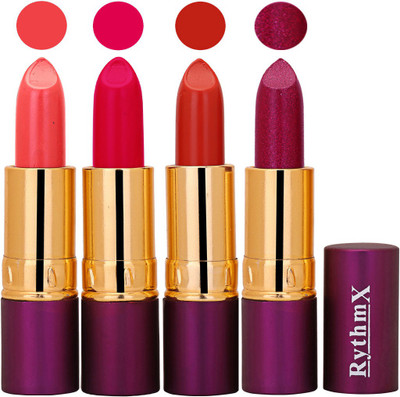 

Rythmx Peaches pink,Bight Mazanta,Nude Brown,Shimmer Mazanta Long Lasting Lisptick Set(Peaches pink,Bight Mazanta,Nude Brown,Shimmer Mazanta)
