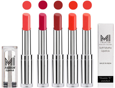 

MI Fashion Pout-Perfect Creamy Matte Lipstick Set in 5 Vibrant Colours(Pouty Pink,Dark Magenta,Brown Sugar,Orange Crush,Coral Glamour)