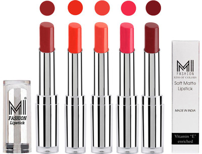 

MI Fashion Pout-Perfect Creamy Matte Lipstick Set in 5 Vibrant Colours(Brown Sugar,Orange Crush,Coral Glamour,Magenta,Maroon Rebel, 17.5 g)