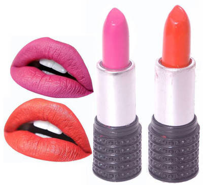 

Makeup Mania Moist. Matte Lipstick, Satin Soft, Vibrant Combo of Two(Orange, Pink, 7.6 g)
