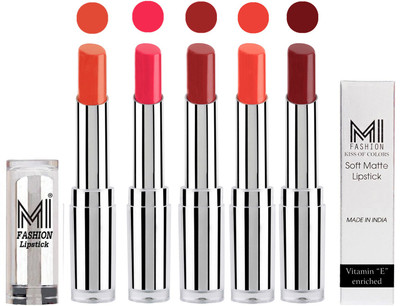 

MI Fashion Pout-Perfect Creamy Matte Lipstick Set in 5 Vibrant Colours(Brick Red,Magenta,Brown Sugar,Coral Glamour,Maroon Rebel)