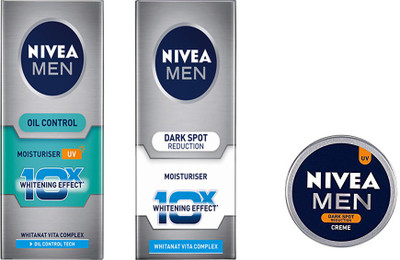 

Nivea MEN OIL CONTROL MOISTURIZER 50 ML+ MEN DARK SOPT REDUCTION MOISTURIZER 20 ML+ DARK SPOT REDUCTION CREME 30 ML(50 ml)