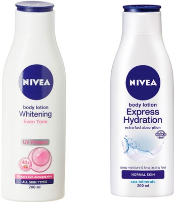 

Nivea EXPRESS HYDRATION BODY LOTION 200 ML+WHITENING EVEN TONE BODY LOTION 200 ML(200 ml)