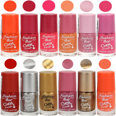 

Fashion Bar Stylish Color Nail polish Set 77 Multicolor(Pack of 12)