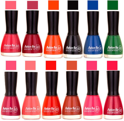 

Fashion Bar Morden shade Nail Polish 17 Multicolor(Pack of 12)