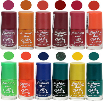 

Fashion Bar Stylish Color Nail polish Set 67 Multicolor(Pack of 12)