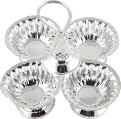 

GoldGiftIdeas Four-In-One Sparkle Kankavati, Pooja Items for Home, Silver Plated(Silver)