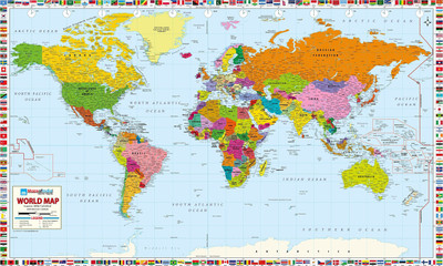 

World Map Professional Edition (33 W x 27.55 H) Vinyl Print [Wall Chart] - 2017 Edition Fine Art Print(27 inch X 33 inch, Tub)
