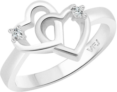 

Vighnaharta Valentine's Double Heart Alloy Cubic Zirconia Gold-plated Plated Ring, Silver