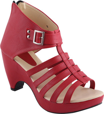 

Go India Store Women Red Wedges