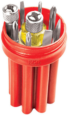 

EGO Executive Spring Steel Screw Driver Set with Neon Bulb Standard Screwdriver Set(Pack of 1), Red