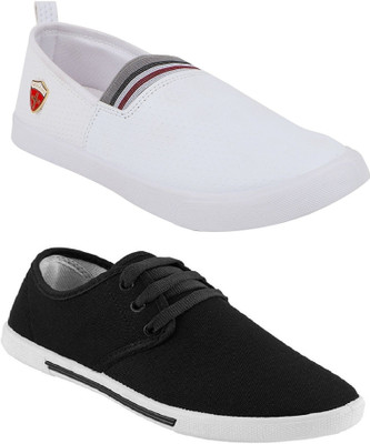 

Chevit Men's Combo Pack of 2 Premium Loafers, Sneakers For Men(Multicolor, White & black
