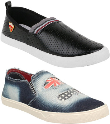 

Chevit Men's Combo Pack of 2 Loafers Casuals For Men(Black, Blue