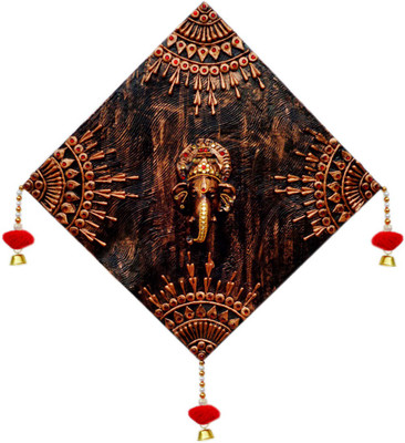 

indian traditional stores Lord Ganesha Handcrafted Wall hanging Decorative Showpiece - 1 cm(Wooden, Ceramic, Multicolor)