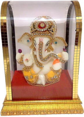 

Aarna Craft Ganpati Bappa Diamond studded | Small Size | For Home or Office Pooja/ Puja | Perfect for Diwali, Dussehra or Dhanteras Gift Decorative Showpiece - 15 cm(Ceramic, Multicolor)