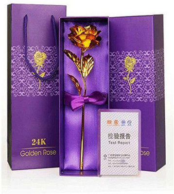 

Angels Store 24K Golden Rose with Gift Bax & carry Bag Decorative Showpiece - 10 cm(Gold Foil, Gold)