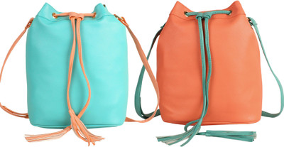 

Lychee Bags Girls Casual Orange, Green PU Sling Bag, Green;orange