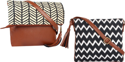 

Lychee Bags Girls Casual Multicolor PU, Canvas Sling Bag