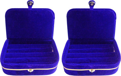 

Funkroo Pack of 2 blue ring folder Studs Tops jewelry cosmetic case Vanity Box makeup Vanity Box(Blue)
