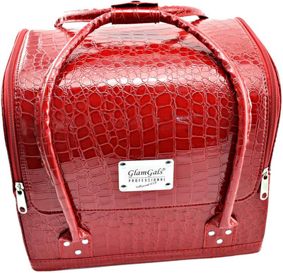 

GlamGals PU Leather 3 Tier Internal Trays Cosmetics Vanity Box(Red)