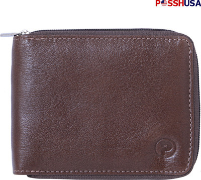 

posshusa Men Brown Genuine Leather Wallet(10 Card Slots)