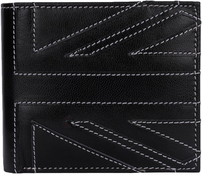 

K London Men Black Genuine Leather, Fabric Wallet(4 Card Slots)