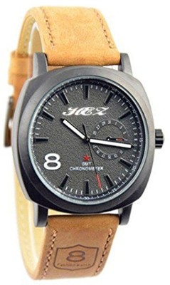HEZ Brown Leather & Black Dial Mens Watch Watch  - For Men   Watches  (HEZ)