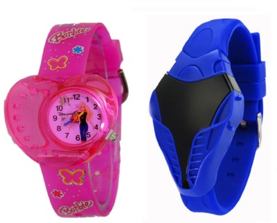 COSMIC hearts shape pink barbie girls watch with blue cobra digital led boys Watch  - For Boys & Girls   Watches  (COSMIC)