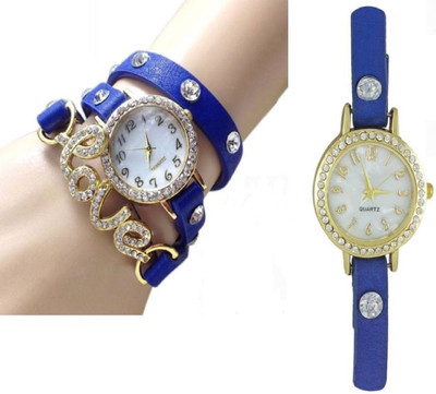 

Miss Perfect Diamond studded Blue love leather Belt Watch - For Women Watch - For Women