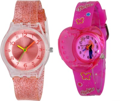 SOOMS HEARTS SHAPE PINK BARBIE GIRLS WATCH WITH XYZ-SPARKLING light red FEATHER OR LIGHT WEIGHT KIDS Watch  - For Girls   Watches  (Sooms)