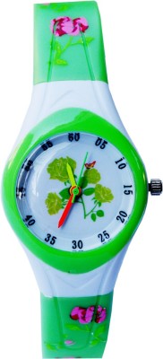 VITREND ™ Green Flower Pattern Silicone Strap (Colour may vary sent as per availability) New Watch  - For Boys & Girls   Watches  (Vitrend)