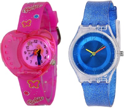 COSMIC HEARTS SHAPE PINK BARBIE GIRLS WATCH WITH XYZ-SPARKLING blue FEATHER OR LIGHT WEIGHT KIDS Watch  - For Boys & Girls   Watches  (COSMIC)
