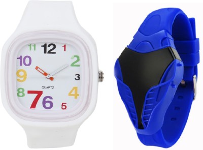 SOOMS BLUE COBRA DIGITAL LED BOYS WATCH WITH WHITE STRAP BIG SIZE DIAL ANALOG UNISEX Watch  - For Boys   Watches  (Sooms)