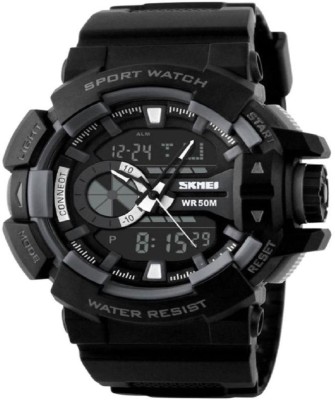Awiser WR50 Dual Time Alarm Digital Analog Black Chronograph Watch  - For Men   Watches  (Awiser)