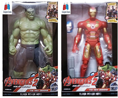 

GRAPPLE DEALS Combo Of 2 Avengers Hulk And Iron Man Action Figure Toy For Kids.(Multicolor)