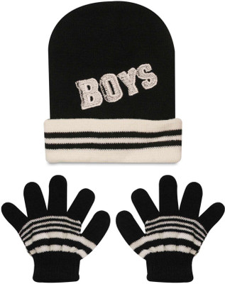 

Wonder Kids Cap & Gloves Baby Set(Black & White)