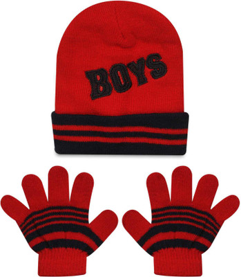 

Wonder Kids Cap & Gloves Baby Set(Red & White)