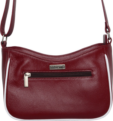 

Leathersmith Maroon Pure Leather Sling Bag Sling Bag(Maroon, 3 L)