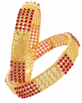 

You Bella Alloy Bangle Set(Pack of 2, Gold;red
