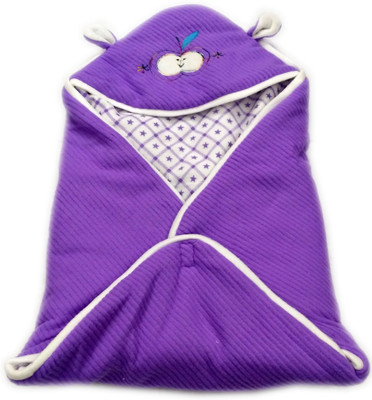 Squnibee Self Design  Hooded Baby Blanket(100% Wool, Purlple
